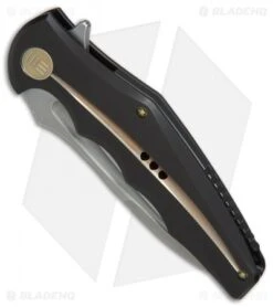 WE Knife Co. 608K Tanto Frame Lock Knife Black/Gold Ti (4" Stonewash) -We Knife Co. WE Knife Co 608K Tanto Black Gold Ti SW BHQ 79926 er spine