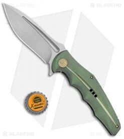 WE Knife Co. 608M Frame Lock Knife Green Titanium (4" Stonewash) -We Knife Co. WE Knife Co 608M FL Green Ti SW BHQ 85485 jr bottlecap