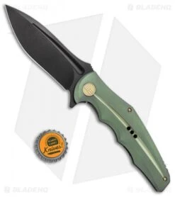 WE Knife Co. 608N Frame Lock Knife Green Titanium (4" Black Stonewash) -We Knife Co. WE Knife Co 608N FL Green Ti Black SW BHQ 85489 jr bottlecap