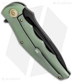 WE Knife Co. 608N Frame Lock Knife Green Titanium (4" Black Stonewash) -We Knife Co. WE Knife Co 608N FL Green Ti Black SW BHQ 85489 jr side