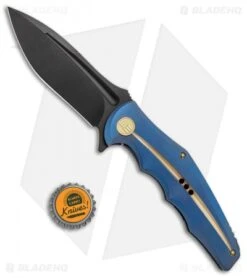 WE Knife Co. 608P Frame Lock Knife Blue Titanium (4" Black Stonewash) -We Knife Co. WE Knife Co 608P FL Blue Black SW BHQ 85486 jr bottlecap