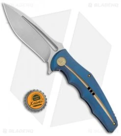 WE Knife Co. 608Q Frame Lock Knife Blue Titanium (4" Stonewash) -We Knife Co. WE Knife Co 608Q FL Blue SW BHQ 85488 jr bottlecap