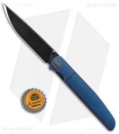 WE Knife Co. 618E Frame Lock Knife Blue Titanium (3.8" Black Stonewash) -We Knife Co. WE Knife Co 618F Blue Ti Black SW BHQ 89120 jr bottlecap