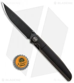 WE Knife Co. 618G Frame Lock Knife Bronze/Black Titanium (3.8" Black Stonewash) -We Knife Co. WE Knife Co 618F Bronze Black Ti Black SW BHQ 89122 jr bottlecap