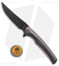 WE Knife Co. 704CF-F Liner Lock Knife CF/Purple Ti (3.6" Black Stonewash) -We Knife Co. WE Knife Co 704CF F cf purple ti black sw BHQ 75623 er bottlecap jr