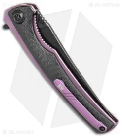 WE Knife Co. 704CF-F Liner Lock Knife CF/Purple Ti (3.6" Black Stonewash) -We Knife Co. WE Knife Co 704CF F cf purple ti black sw BHQ 75623 er side jr