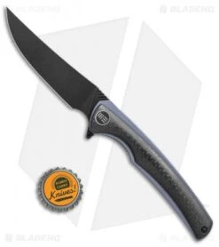 WE Knife Co. 704CF-G Liner Lock Knife CF/Blue Ti (3.6" Black Stonewash) -We Knife Co. WE Knife Co 704CF G cf blue ti black sw BHQ 75625 er bottlecap jr