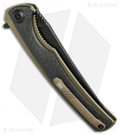 WE Knife Co. 704CF-I Liner Lock Knife CF/Gold Ti (3.6" Black Stonewash) 2 WE Knife Co. 704CF-I Liner Lock Knife CF/Gold Ti (3.6" Black Stonewash) - Image 2