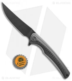 WE Knife Co. 704CF-J Liner Lock Knife CF/Ti (3.6" Black Stonewash) -We Knife Co. WE Knife Co 704CF J cf gray ti black sw BHQ 75628 er bottlecap jr