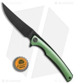 WE Knife Co. 704H Liner Lock Knife Green Ti (3.6" Black Stonewash) -We Knife Co. WE Knife Co 704H green ti black sw BHQ 75620 er bottlecap jr
