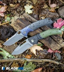 WE Knife Co. Willumsen JIXX Flipper Knife OD Green G-10/Black Ti (3.5" SW) 904A -We Knife Co. WE Knife Co Bishop Flipper Folding Knife Blue Ti CF Stonewash BHQ 93266 kp wet woods web 1