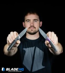 WE Knife Co. Deacon Flipper Knife Ti/CF Purple (3.25" Bead Blast) 901A -We Knife Co. WE Knife Co Deacon Flipper Knife Ti CF Gray Bead Blast 901D BHQ 93251 kp Jamie web 1