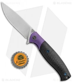 WE Knife Co. Deacon Flipper Knife Ti/CF Purple (3.25" Bead Blast) 901A -We Knife Co. WE Knife Co Deacon Ti CF Purple BB 901A BHQ 93248 jr bottlecap
