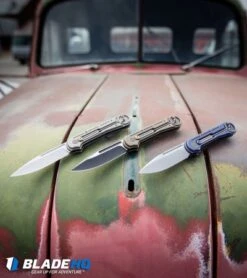WE Knife Co. Double Helix Slide Lock Knife Blue Ti (3.3" Stonewash) 815D -We Knife Co. WE Knife Co Double Helix Slide Lock Knife BHQ87622 kp old truck hood web 4