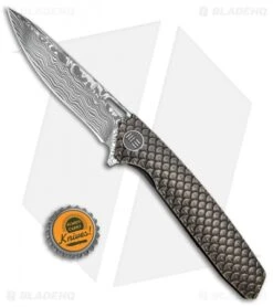 WE Knife Co. 604DS Frame Lock Tanto Knife Bronze Ti (3.8" Damasteel) -We Knife Co. WE Knife Co FL Bronze Ti Damascus 604DS BHQ 78735 jr bottlecap