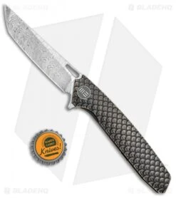 WE Knife Co. 604DST Tanto Frame Lock Knife Bronze Ti (3.8" Damascus) -We Knife Co. WE Knife Co FL Tanto Bronze Ti Damascus 604DST BHQ 78734 jr bottlecap