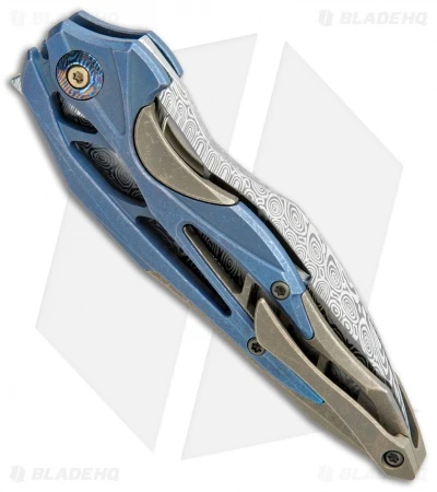 WE Knife Co. Isham Arrakis Knife Blue/Brown Ti (3.5" Damasteel) 906DS-1 3 WE Knife Co. Isham Arrakis Knife Blue/Brown Ti (3.5" Damasteel) 906DS-1 - Image 3