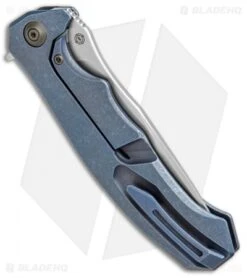 WE Knife Co. Kellen Bogardus 037 Frame Lock Knife Blue Ti (4" BB/Polish) 910B -We Knife Co. WE Knife Co Kellen Bogardus 037 FL Blue Ti BB Polish 910B BHQ 96899 jr side