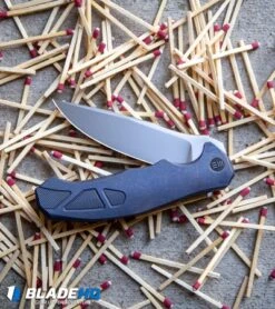 WE Knife Co. Kellen Bogardus 037 Frame Lock Knife Blue Ti (4" BB/Polish) 910B -We Knife Co. WE Knife Co Kellen Bogardus 037 Frame Lock Knife Blue Ti BB Polish 910B BHQ 96899 kp matches web