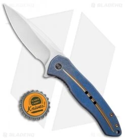 WE Knife Co. Kitefin Frame Lock Knife Gold Groove Ti (3.24" Satin) 2001F -We Knife Co. WE Knife Co Kitefin FL Gold Groove Ti Polished BB 2001F BHQ 109002 jr bottlecap