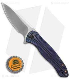 WE Knife Co. Kitefin Frame Lock Knife Blue Patterned Ti (3.24" Satin) 2001D -We Knife Co. WE Knife Co Kitefin FLK BLue Patterned Ti 3in Satin BHQ 109000 td size