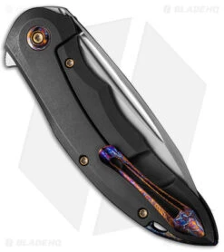 WE Knife Co. Makani Frame Lock Knife Black Ti Flamed/Ti (3" Satin) WE21048B-3 3 WE Knife Co. Makani Frame Lock Knife Black Ti Flamed/Ti (3" Satin) WE21048B-3 -We Knife Co. WE Knife Co Makani FL Black Ti Flamed Ti Hand Rubbed Satin BHQ 178600 jr side