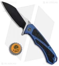 WE Knife Co. Minitor Flipper Knife Blue Ti/CF (3.4" Black) 801A -We Knife Co. WE Knife Co Minitor Knife Blue Ti CF Black 801A BHQ 82585 jr bottlecap
