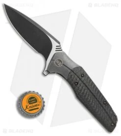 WE Knife Co. Nitida Frame Lock Knife Gray Ti/CF (3.5" Black SW) 707A -We Knife Co. WE Knife Co Nitida gray ti cf black sw 707A BHQ 72346 er bottlecap