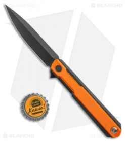 WE Knife Co. Peer Flipper Knife Black Ti W/ Orange G-10 (3.5" Black) 2015B -We Knife Co. WE Knife Co Peer Flipper Black Ti with Orange G 10 Black BHQ 118850 jr bottlecap