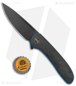 WE Knife Co. Saakshi Liner Lock Knife Marble CF/Blue Liners (3.3" Black SW) -We Knife Co. WE Knife Co Saakshi LL Marble CF Blue Liners Black BHQ 135061 jr bottlecap