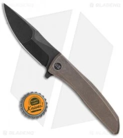 WE Knife Co. Scoppio Frame Lock Knife Bronze Ti (3.63" Black Stonewash) 923C -We Knife Co. WE Knife Co Scoppio Frame Lock Bronze Ti Black SW 923C BHQ 104223 jr bottlecap