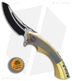 We Knife Co. Sea Monster Frame Lock Knife Gold Ti (3.3" Black) 713B -We Knife Co. WE Knife Co Sea Monster Gold Ti black BHQ 79294 er bottlecap