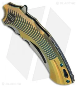 We Knife Co. Sea Monster Frame Lock Knife Gold Ti (3.3" Black) 713B -We Knife Co. WE Knife Co Sea Monster Gold Ti black BHQ 79294 er spine