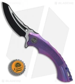 We Knife Co. Sea Monster Frame Lock Knife Purple Ti (3.3" Black) 713A -We Knife Co. WE Knife Co Sea Monster purple ti black BHQ 79293 er bottlecap