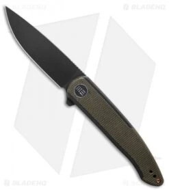 WE Knife Co. Smooth Sentinel Frame Lock Knife Black Ti/Green Micarta (3" Black)