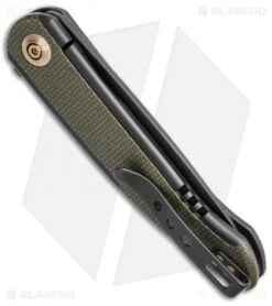 WE Knife Co. Smooth Sentinel Frame Lock Knife Black Ti/Green Micarta (3" Black) -We Knife Co. WE Knife Co Smooth Sentinel Frame Lock Knife Black Ti Green Micarta BHQ 13906 td side