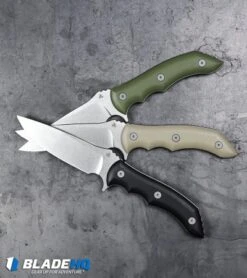 WE Knife Co. Stonefish Fixed Blade Knife OD Green G-10 (4.46" Stonewash) 919A -We Knife Co. WE Knife Co Stonefish Fixed Blade Knife Tan G 10 Stonewash 919B BHQ 100861 kp steel web 2