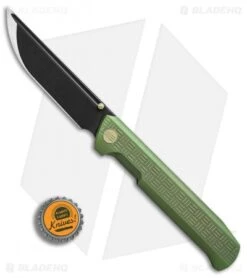 WE Knife Co. Straight Up Frame Lock Knife Green (3.9" Black) 710E -We Knife Co. WE Knife Co Straight up green black 710E BHQ 74130 er bottlecap