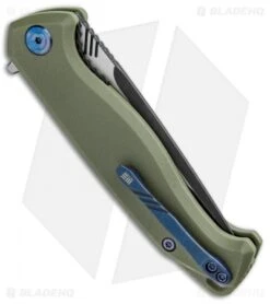 WE Knife Co. Streak Liner Lock Knife Green G-10 (3.4" Black Stonewash) 818B -We Knife Co. WE Knife Co Streak LL Green G 10 Black SW 818B BHQ 92529 jr side