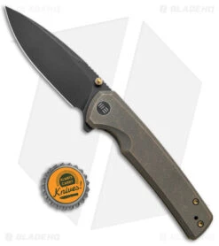 WE Knife Co. Subjugator Frame Lock Knife Bronze Titanium (3.5" Black) -We Knife Co. WE Knife Co Subjugator FL Bronze Ti Satin BHQ 139449 jr bottlecap