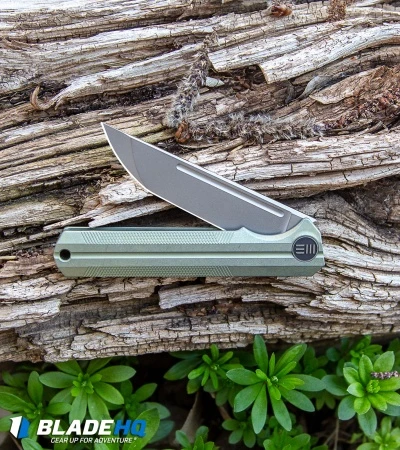 WE Knife Co. Syncro Integral Frame Lock Knife Green Ti (3.8" Stonewash) 909A 5 WE Knife Co. Syncro Integral Frame Lock Knife Green Ti (3.8" Stonewash) 909A - Image 5