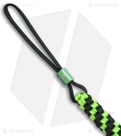 WE Knife Co. Tied Paracord Lanyard W/ Titanium Bead (Green/Black) A-01A 2 WE Knife Co. Tied Paracord Lanyard W/ Titanium Bead (Green/Black) A-01A - Image 2