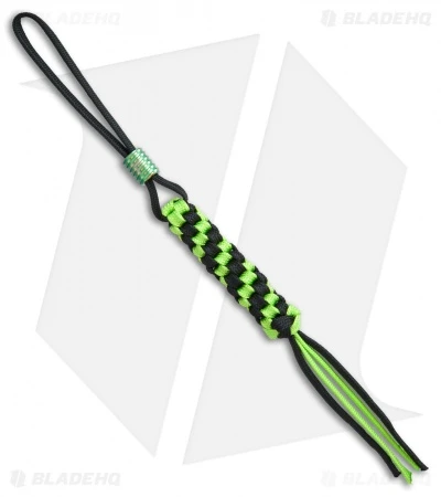 WE Knife Co. Tied Paracord Lanyard W/ Titanium Bead (Green/Black) A-01A 1 WE Knife Co. Tied Paracord Lanyard W/ Titanium Bead (Green/Black) A-01A