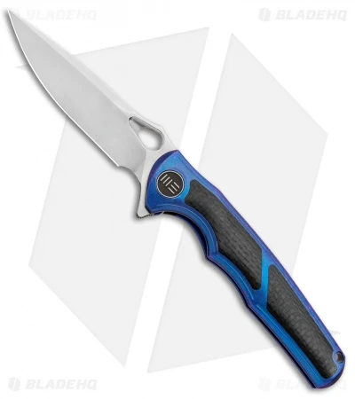 WE Knife Co. Tyche Integral Frame Lock Knife Blue Ti/CF (3.75" Hand Satin) 811A 1 WE Knife Co. Tyche Integral Frame Lock Knife Blue Ti/CF (3.75" Hand Satin) 811A