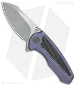 We Knife Co. Valiant Frame Lock Knife Blue Titanium/CF (3" Stonewash) 717D