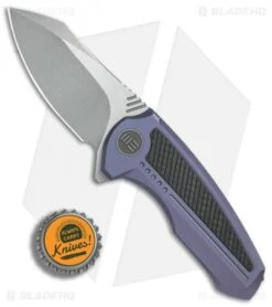 We Knife Co. Valiant Frame Lock Knife Blue Titanium/CF (3" Stonewash) 717D -We Knife Co. WE Knife Co Valiant Blue Ti CF SW 717D BHQ 79300 er bottlecap