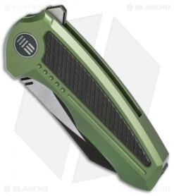 We Knife Co. Valiant Frame Lock Knife Green Titanium/CF (3" Black) 717E -We Knife Co. WE Knife Co Valiant Green Ti CF black 717E BHQ 79301 er spine