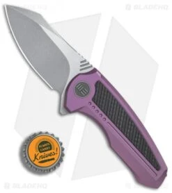 We Knife Co. Valiant Frame Lock Knife Purple Ti/CF (3.3" Stonewash) 717B -We Knife Co. WE Knife Co Valiant Purple Ti SW 717B BHQ 79298 er bottlecap