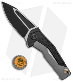 WE Knife Co. Willumsen Sugga Frame Lock Knife Ti/CF (3.5" Black) 915B -We Knife Co. WE Knife Co Willumsen Sugga FL Ti CF Black 915B BHQ 101595 jr bottlecap