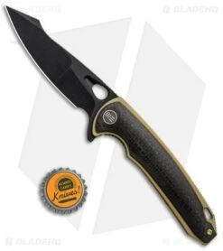WE Knife Co. Yucha Liner Lock Flipper Knife CF/Gold Ti (3.9" Black SW) 810D -We Knife Co. WE Knife Co Yucha LL Flipper CF Gold Ti Black SW 810D BHQ 85505 jr bottlecap